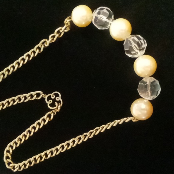 Vintage Chunky beaded flattened curb chain collar necklace 20 inches long - Picture 1 of 7